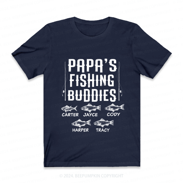 Image of Personalized Papa's Fishing Buddies Gift Shirt Beepumpkin