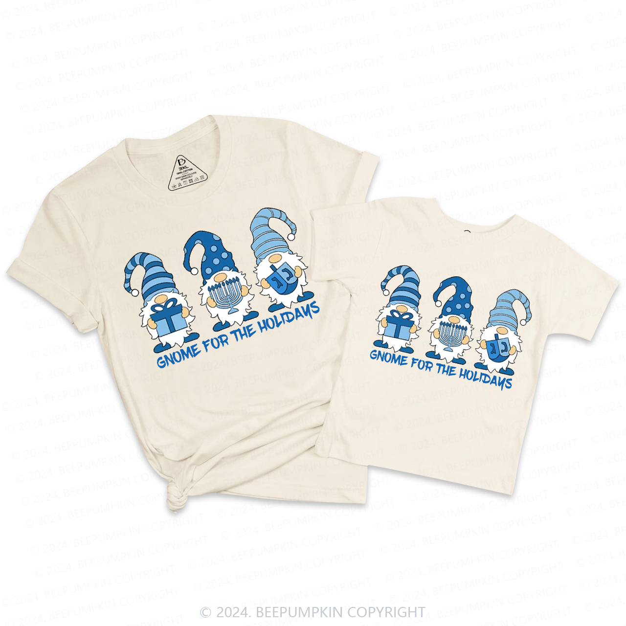 Threes Gnomes For The Holidays For Hanukkah Family T-Shirts Beepumpkin