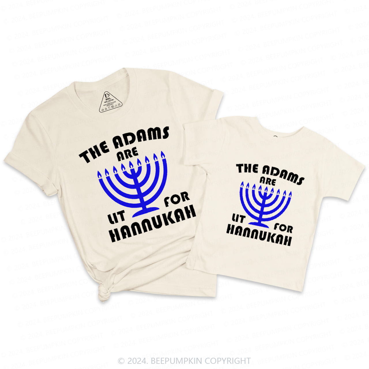 Personalized Candlestick Family Hanukkah Family Matching T-Shirts Beepumpkin