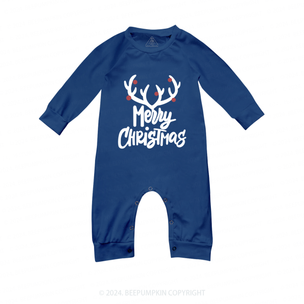 White Antlers Family Matching Blue Pajamas Beepumpkin