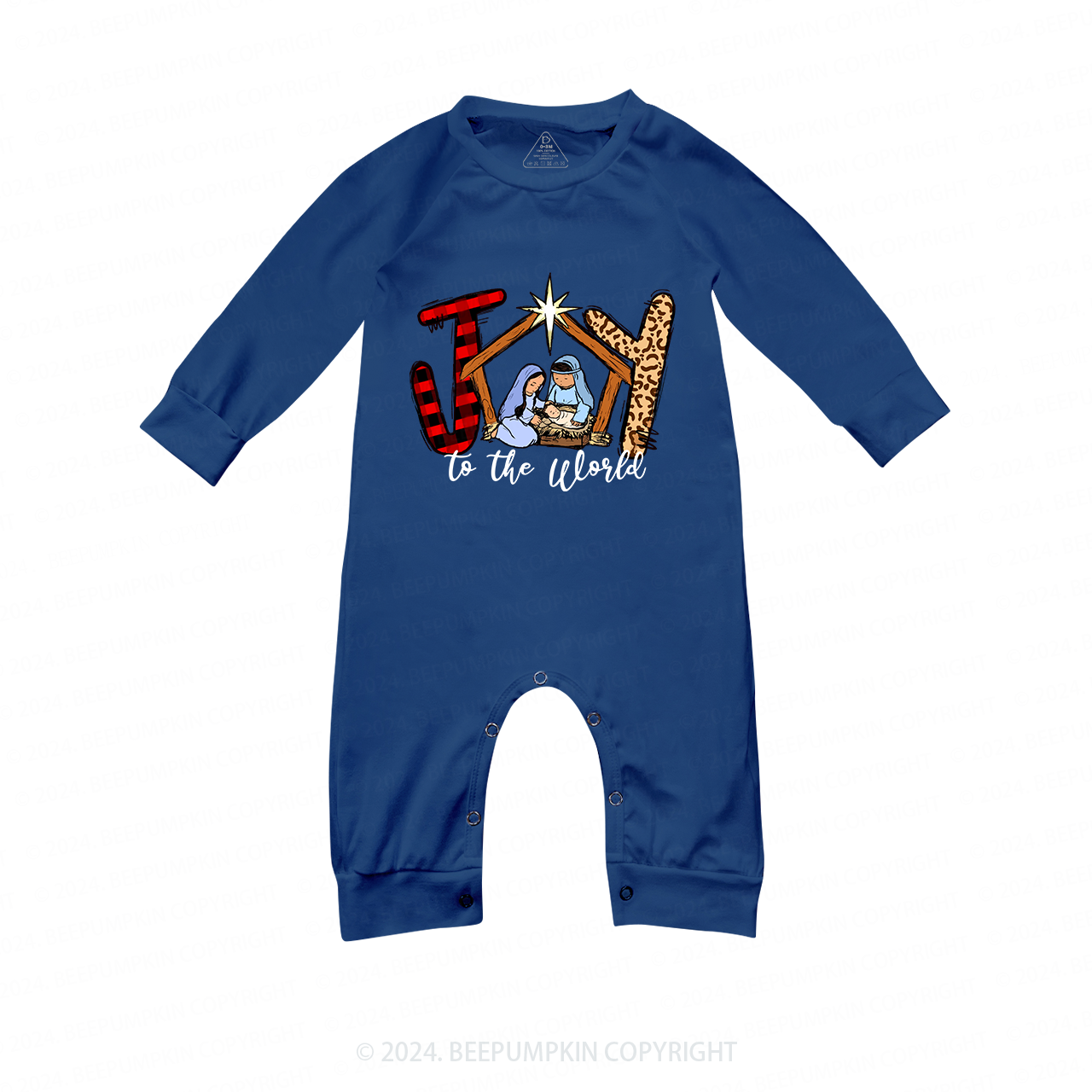 Joy to the World Christmas Family Matching Blue Pajamas Beepumpkin