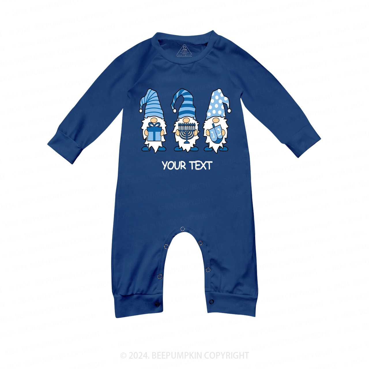 Personalized Hanukkah Gnomes Menorah Family Matching Blue Pajamas Beepumpkin