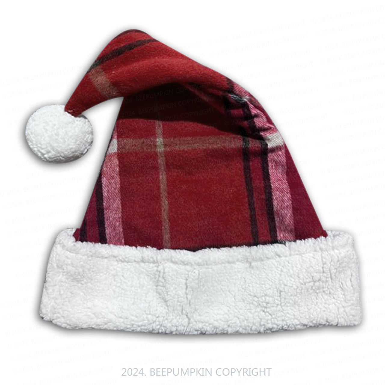 Personalized Three-color plaid Santa Hat Beepumpkin