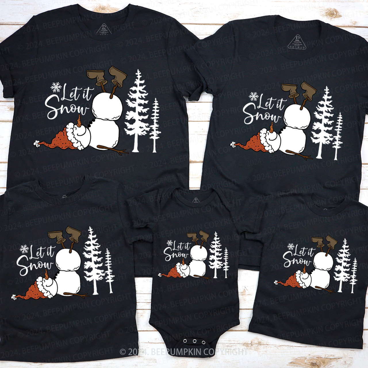 Let It Snow Christmas Matching T-Shirts Beepumpkin