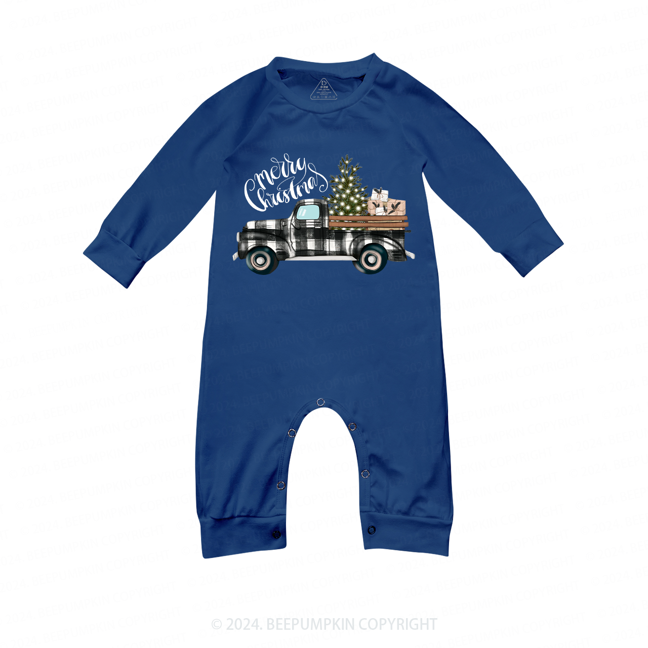 Christmas Tree&Truck Family Matching Blue Pajamas Beepumpkin