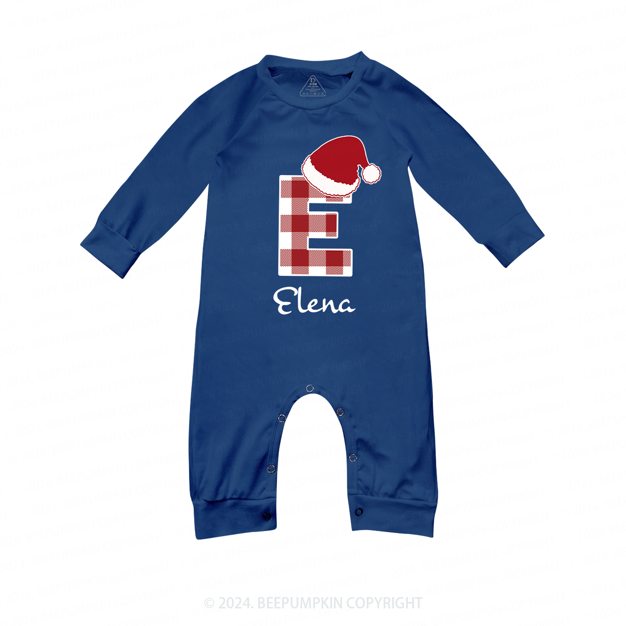 Personalized Monogrammed Plaid Christmas Family Matching Blue Pajamas Beepumpkin