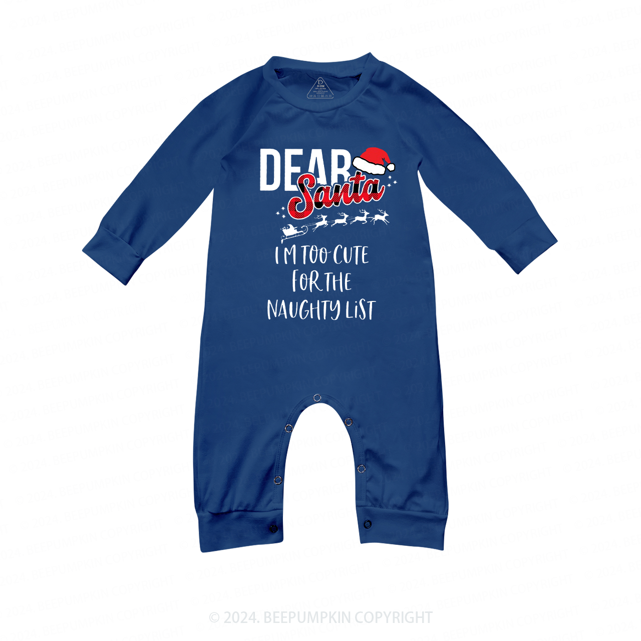 Dear Santa Elk Sleigh Family Matching Blue Pajamas Beepumpkin