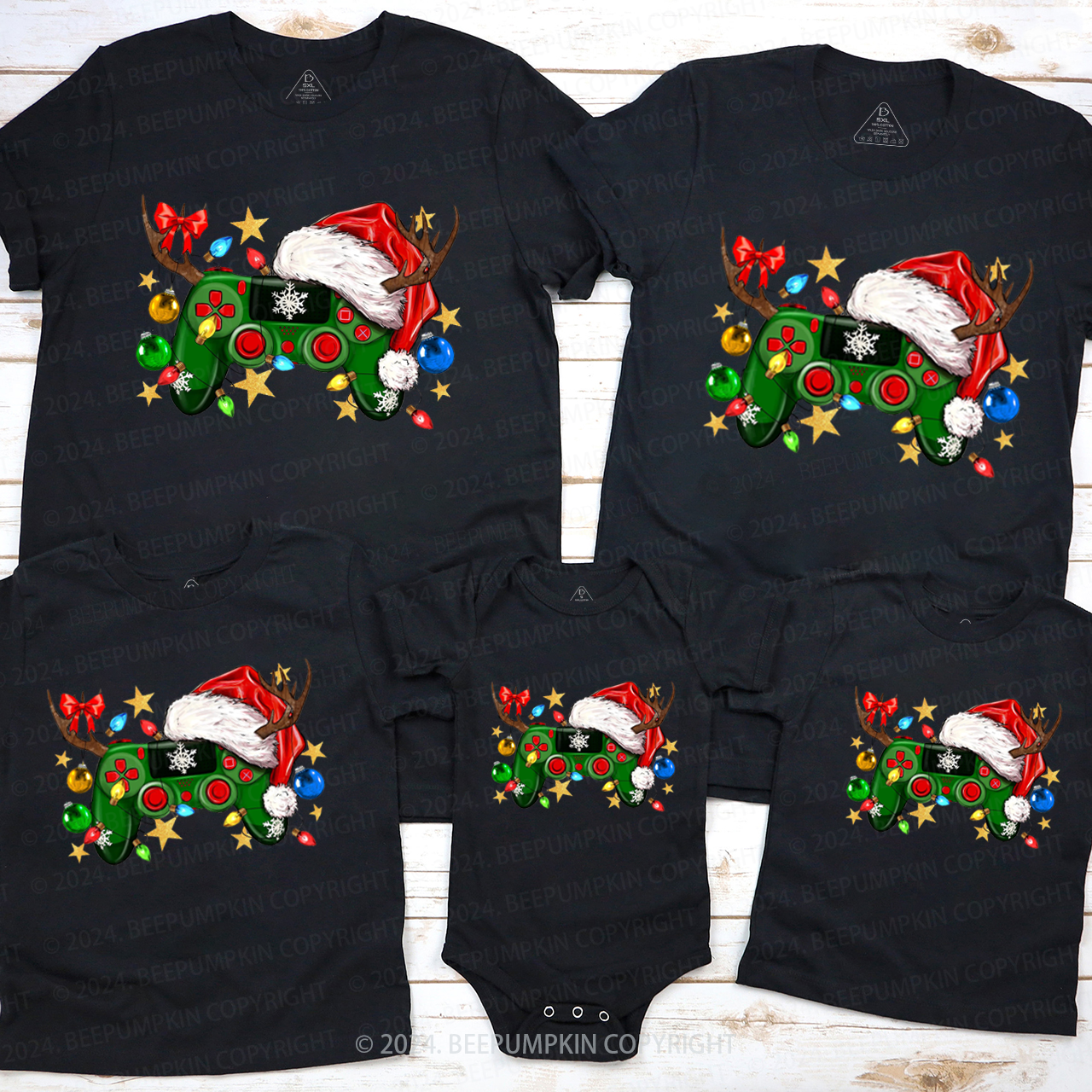 Christmas Game Controller Family Matching T-Shirts Beepumpkin