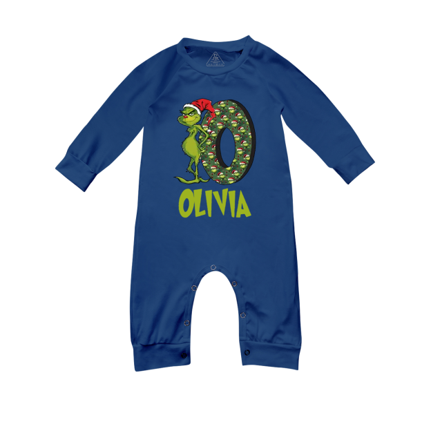 Personalized Print Alphabet Wall Family Matching Blue Pajamas Beepumpkin