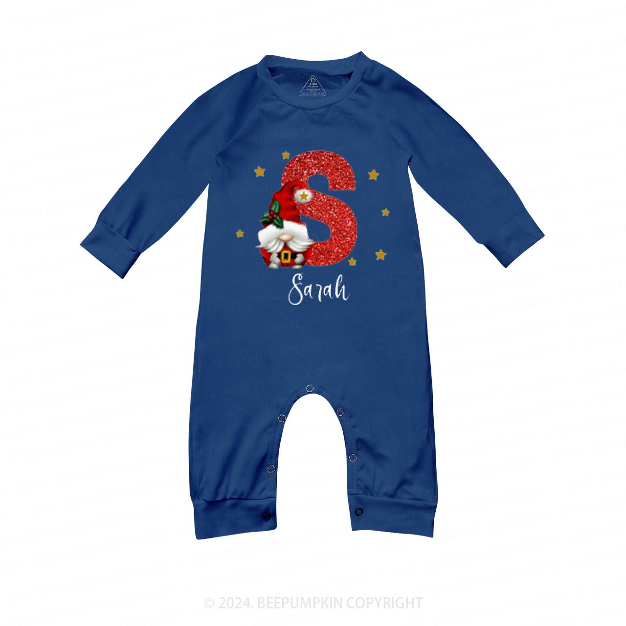 Personalized Christmas Red Name Family Matching Blue Pajamas Beepumpkin