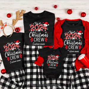 Image of Candy Cane Personalized Christmas Crew Family Matching T-Shirts Beepumpkin