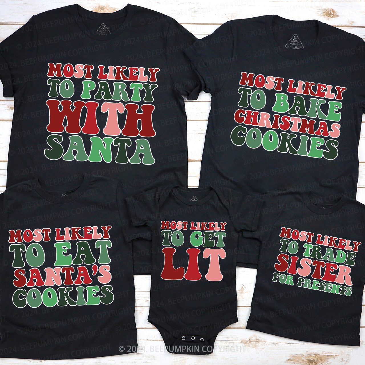 Most Likely To Matching Family Christmas Holiday Party Shirts