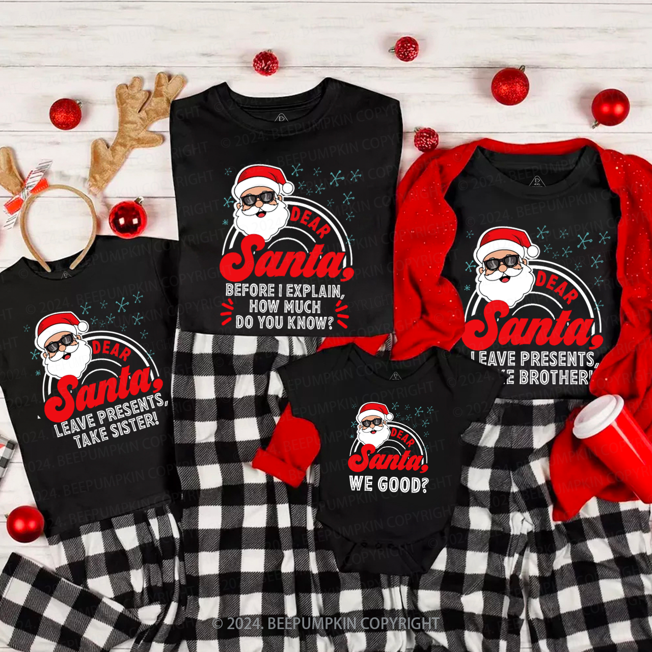 Personalized Dear Santa Family Group Family Matching T-Shirts Beepumpkin