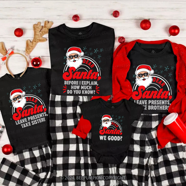 Personalized Dear Santa Family Group Family Matching T-Shirts Beepumpkin