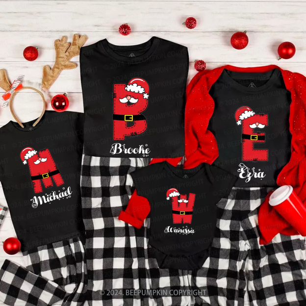 Personalized Christmas Santa Monogram Family Matching T-Shirts Beepumpkin