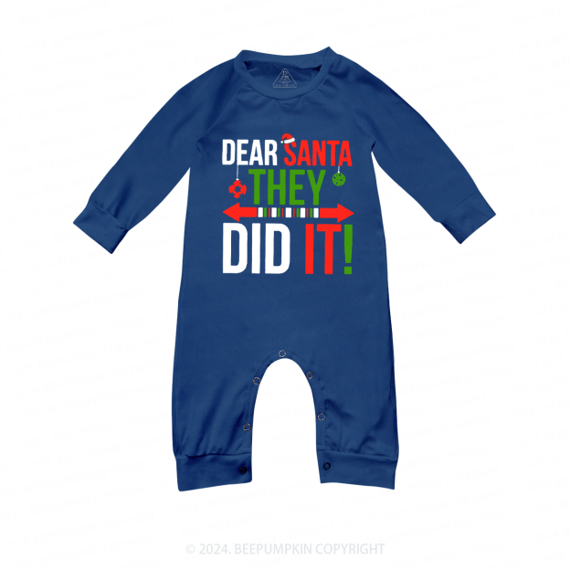 Dear Santa Did It Family Matching Blue Pajamas Beepumpkin