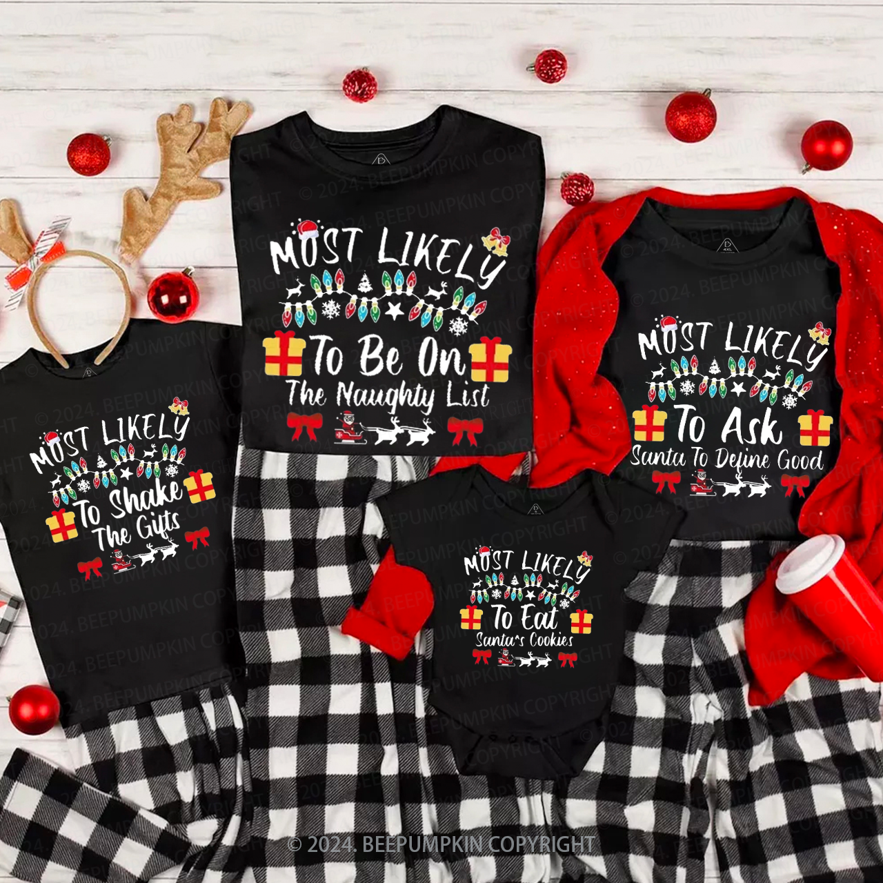 Personalized 200 Most Likely Christmas Family Matching T-Shirts Beepumpkin