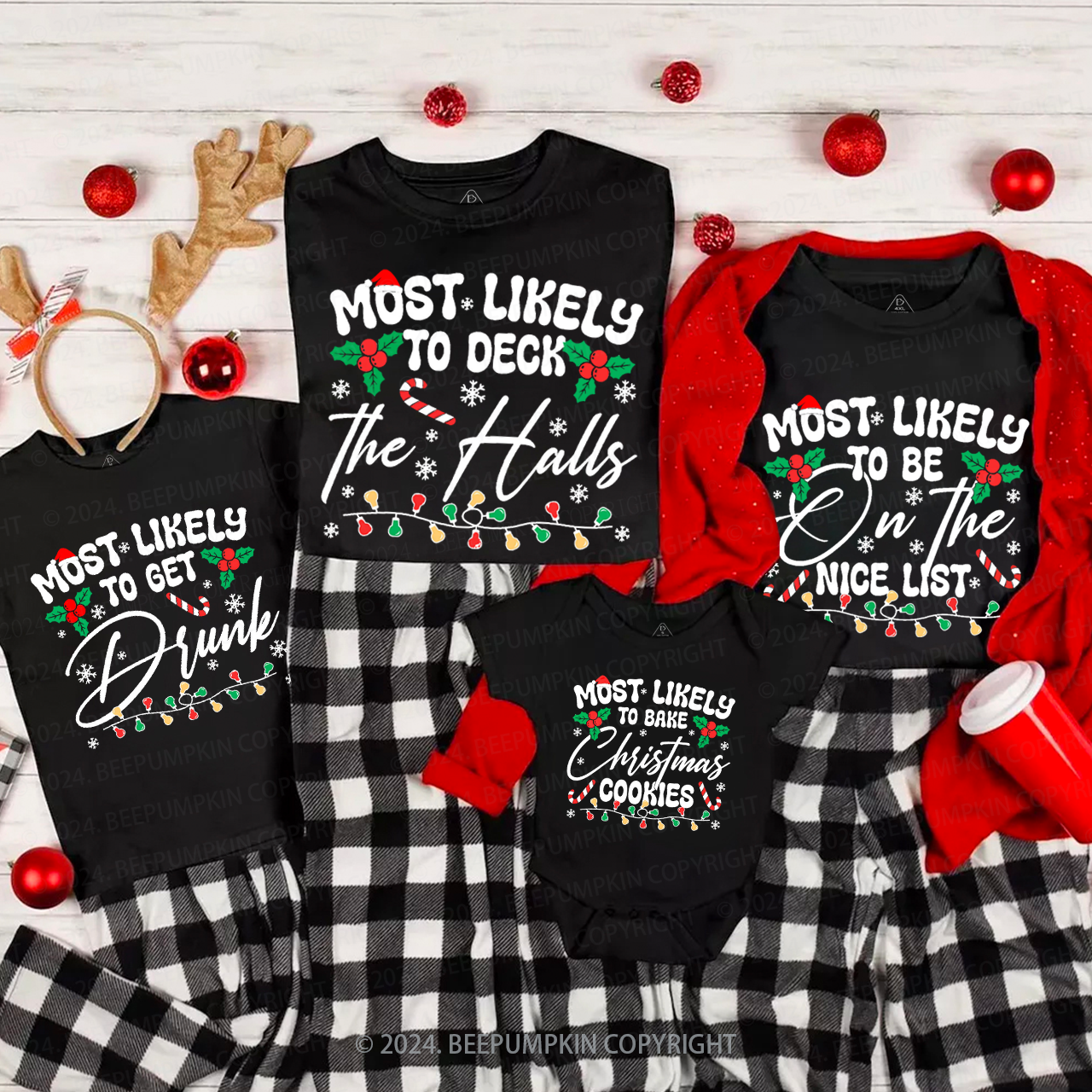 Personalized 6 Most Likely Christmas Family Matching T-Shirts Beepumpkin