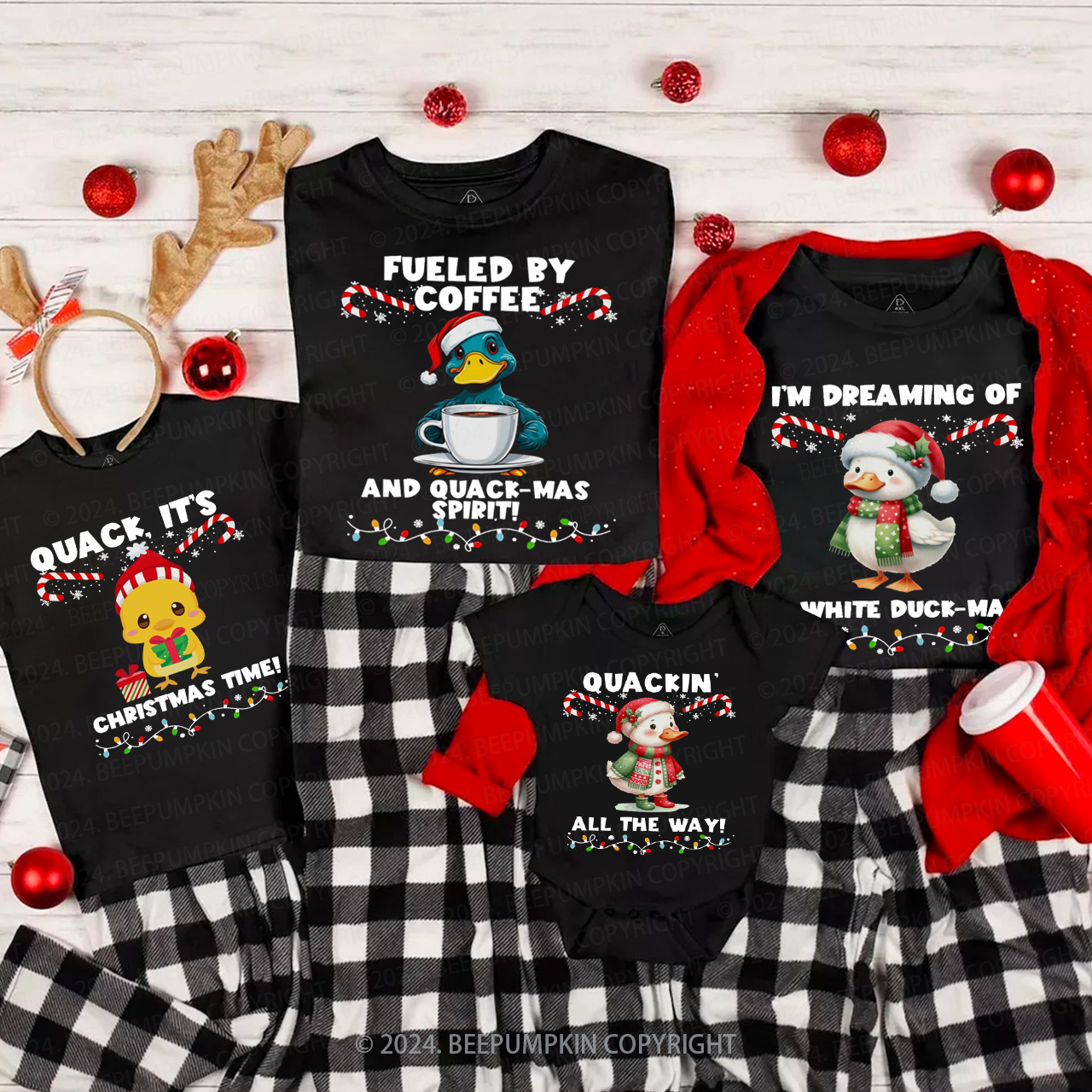 Personalized Christmas Ducks Family Matching T-Shirts Beepumpkin