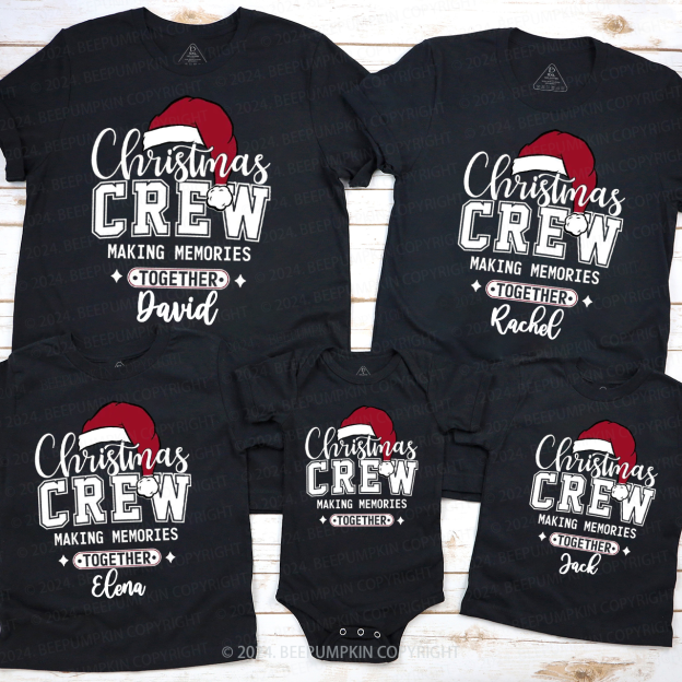 Personalized Christmas Crew Family Name Matching T-Shirts Beepumpkin