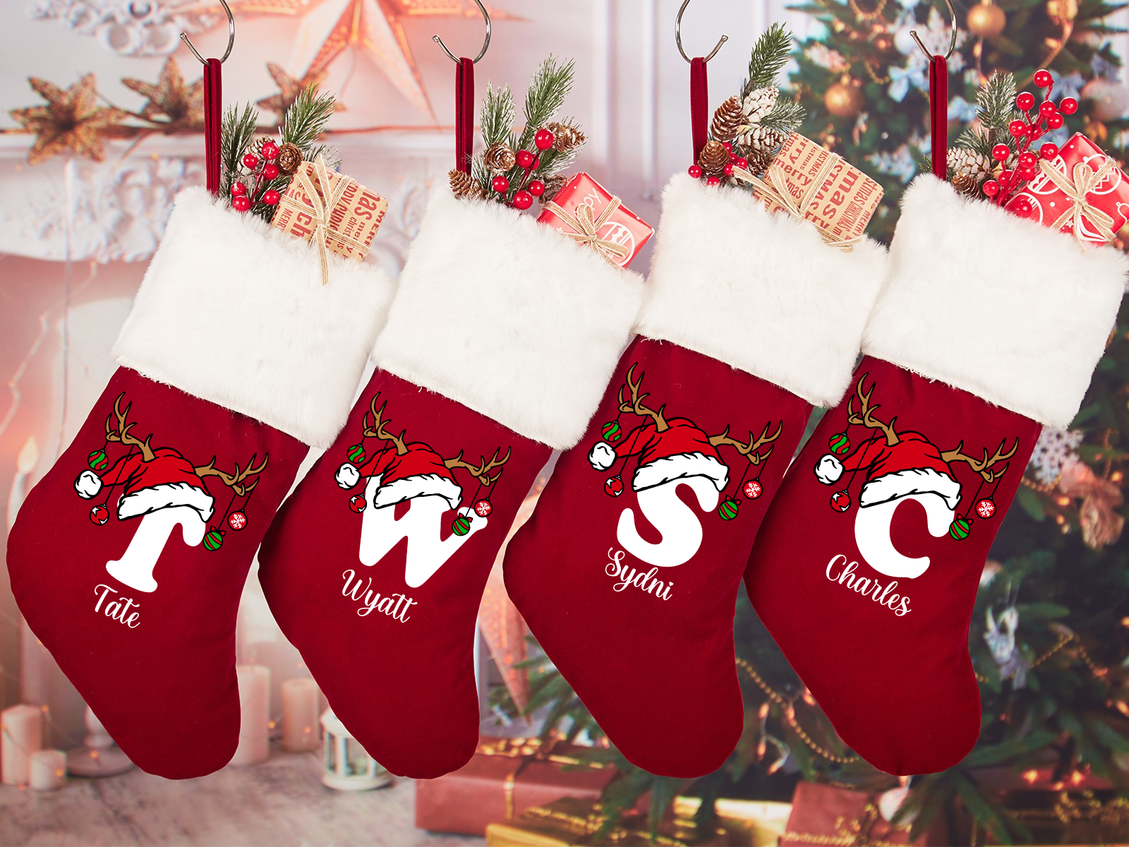 Personalized name Christmas Alphabet stocking Beepumpkin