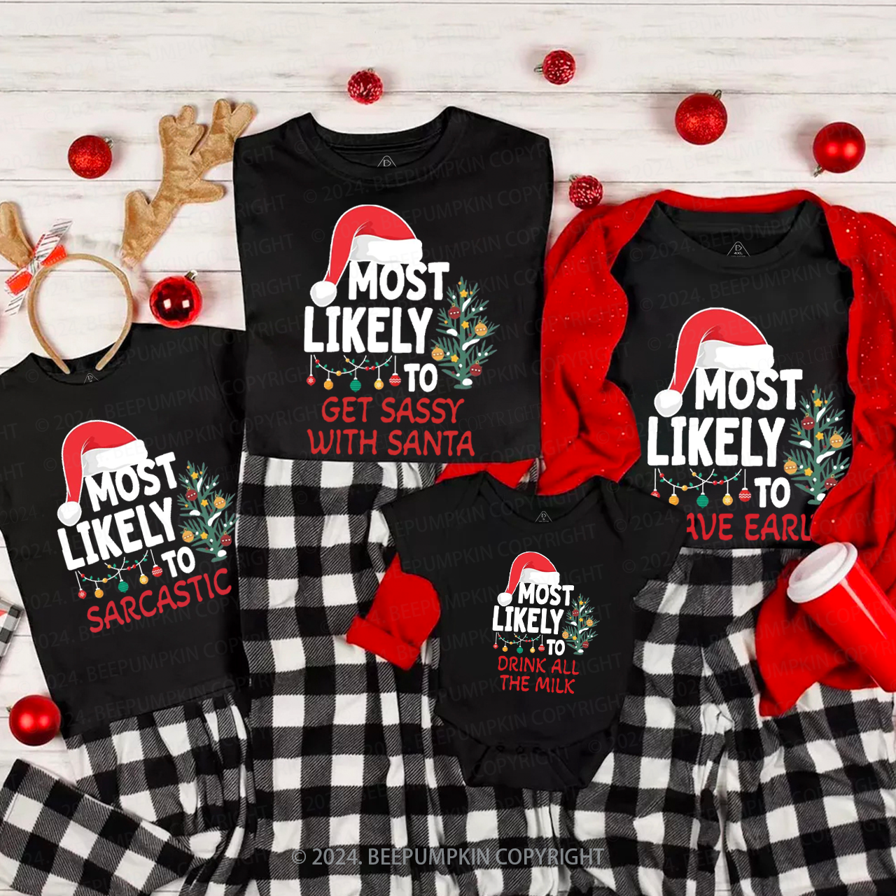 30 Most Likely To Christmas Family Matching T-Shirts Beepumpkin