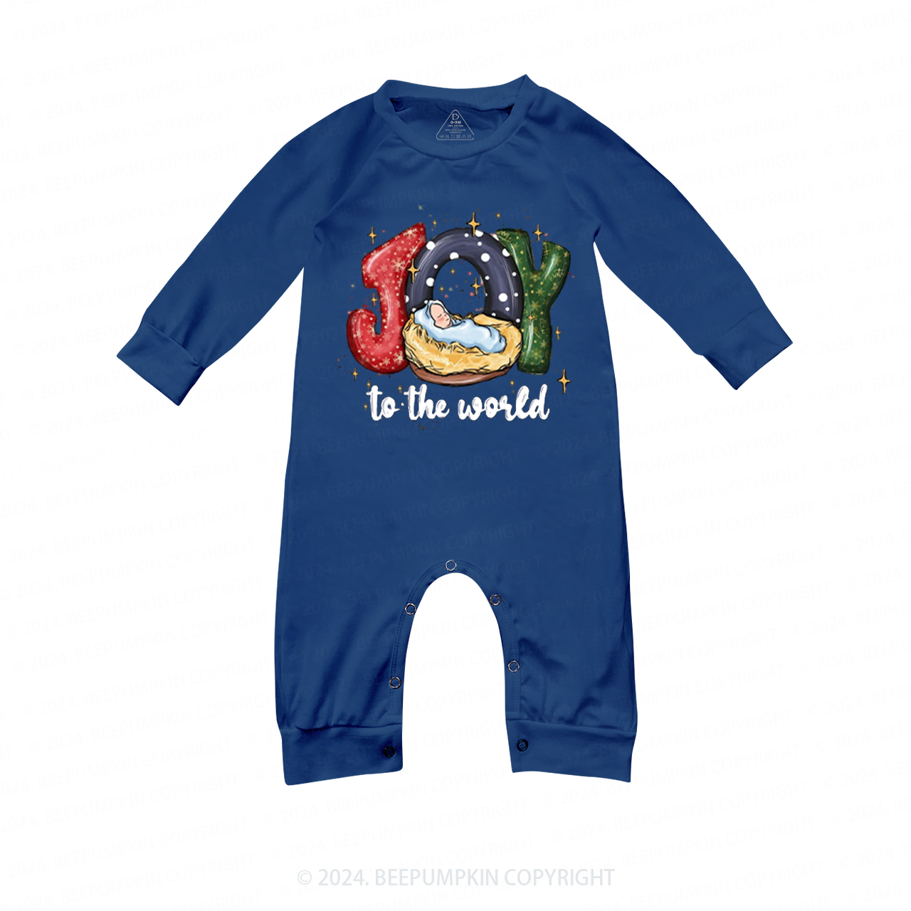 Joy To The World Christmas Family Matching Blue Pajamas Beepumpkin