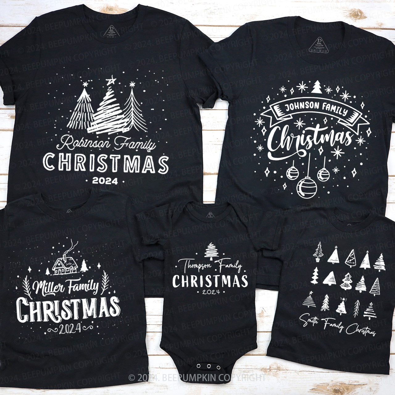Personalized Various Christmas Tree Family Matching T-Shirts Beepumpkin