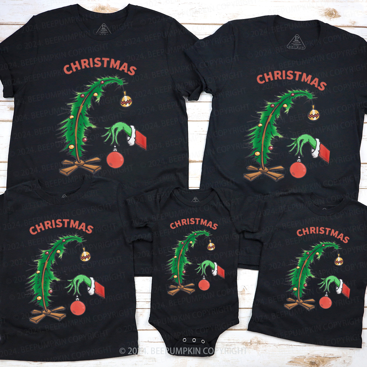 Christmas Bright Tree Family Matching T-Shirts Beepumpkin
