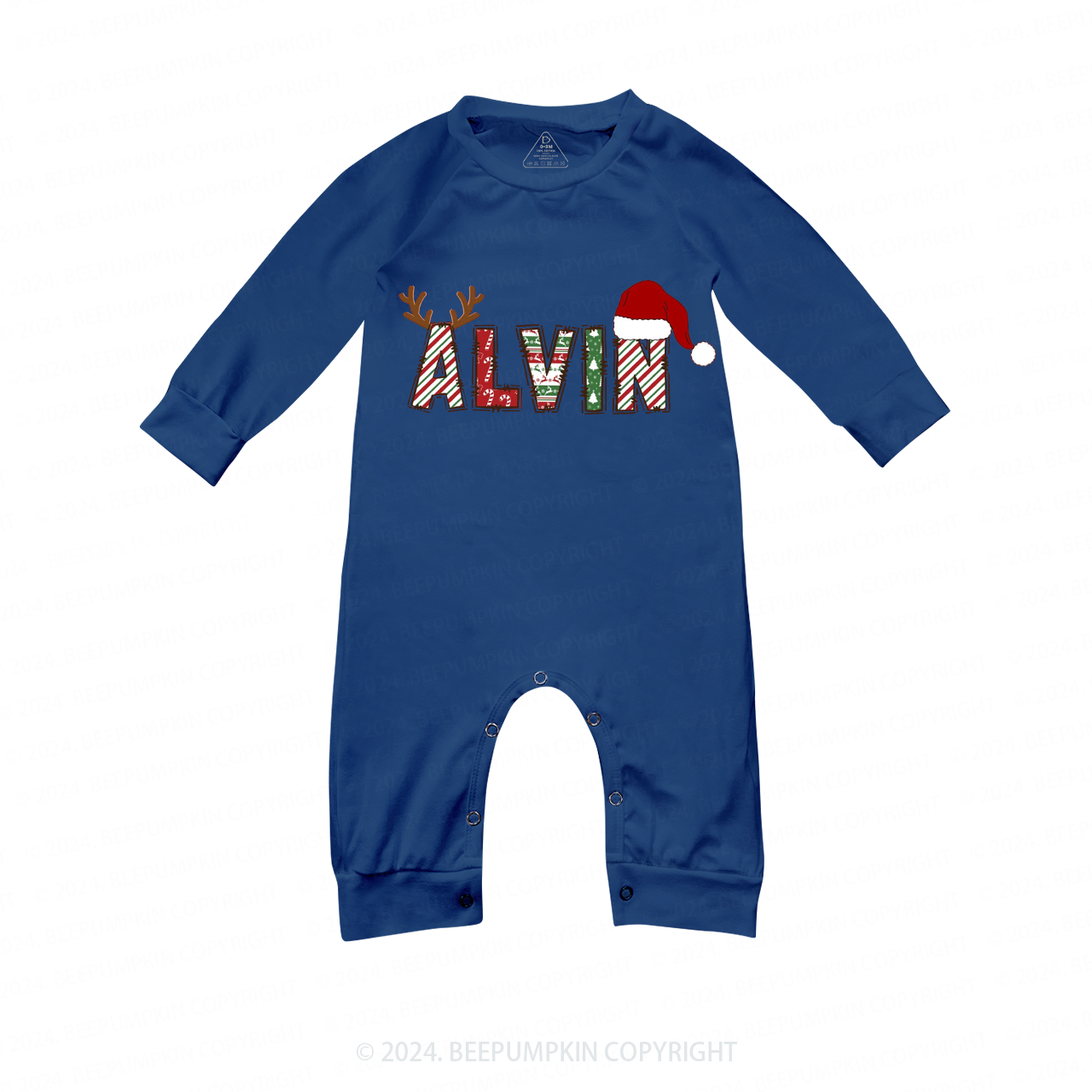 Personalized Reindeer Letters Matching Blue Pajamas Beepumpkin