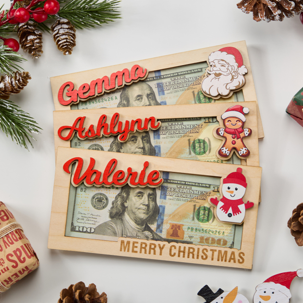 Personalized Santa Reindeer Money Holder Christmas Gift 