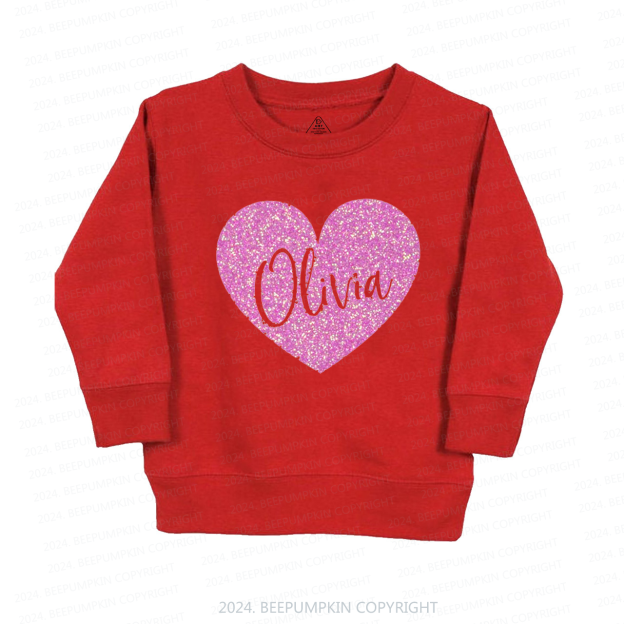 Personalized Valentine Glitter Name Kids Sweatshirt