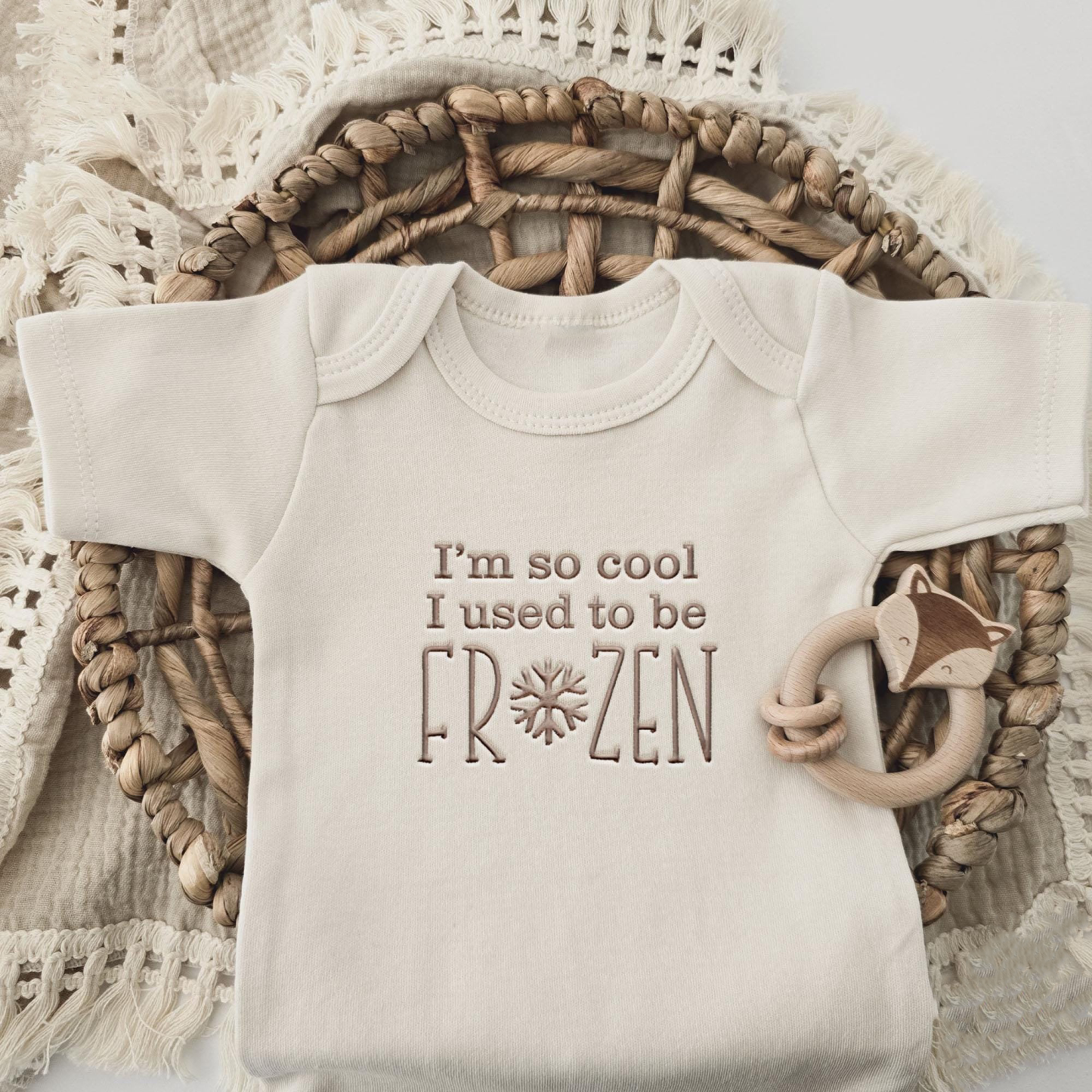 I'm So Cool I Used To Be Frozen Embroidered Bodysuit For Baby