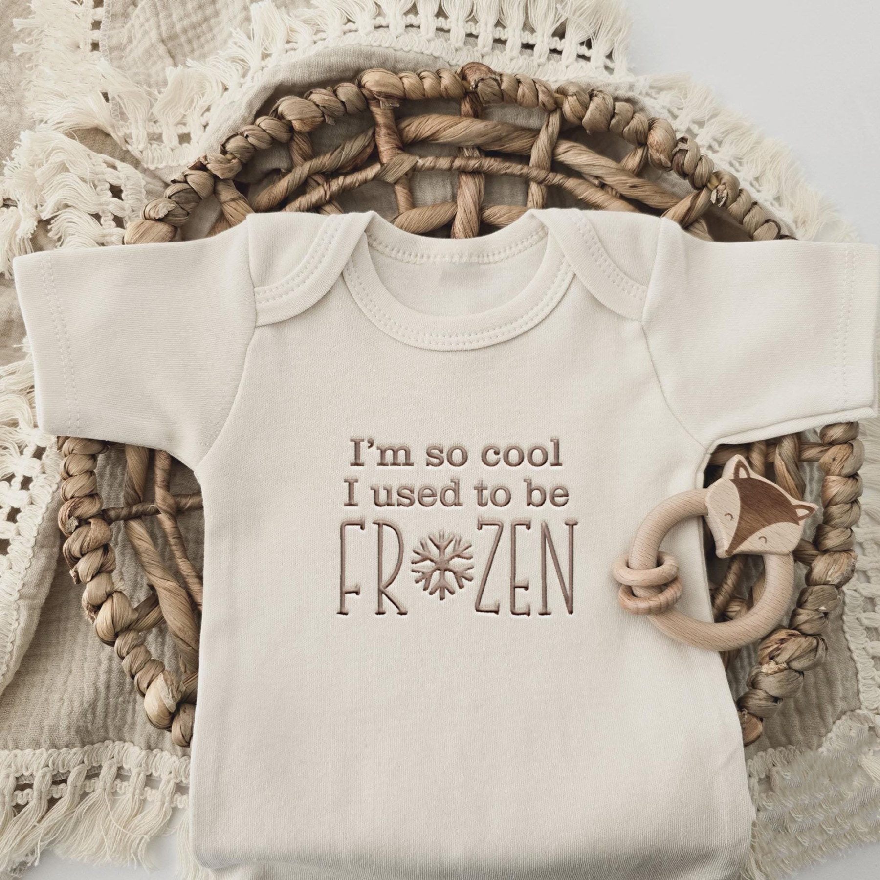 I'm So Cool I Used To Be Frozen Embroidered Bodysuit For Baby
