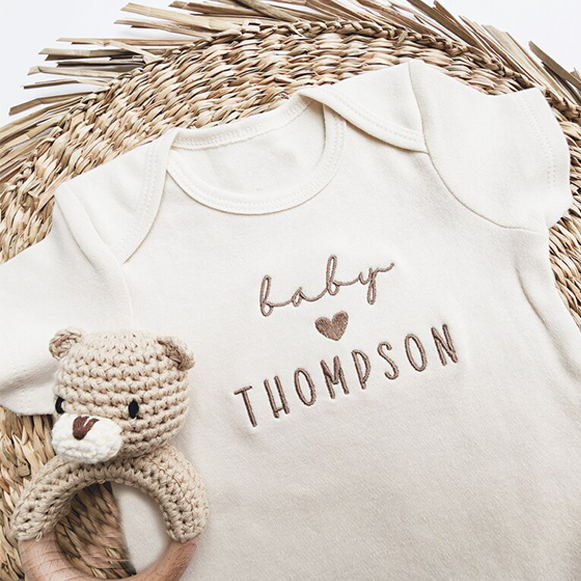 Personalized Love Name Embroidered Bodysuit For Baby