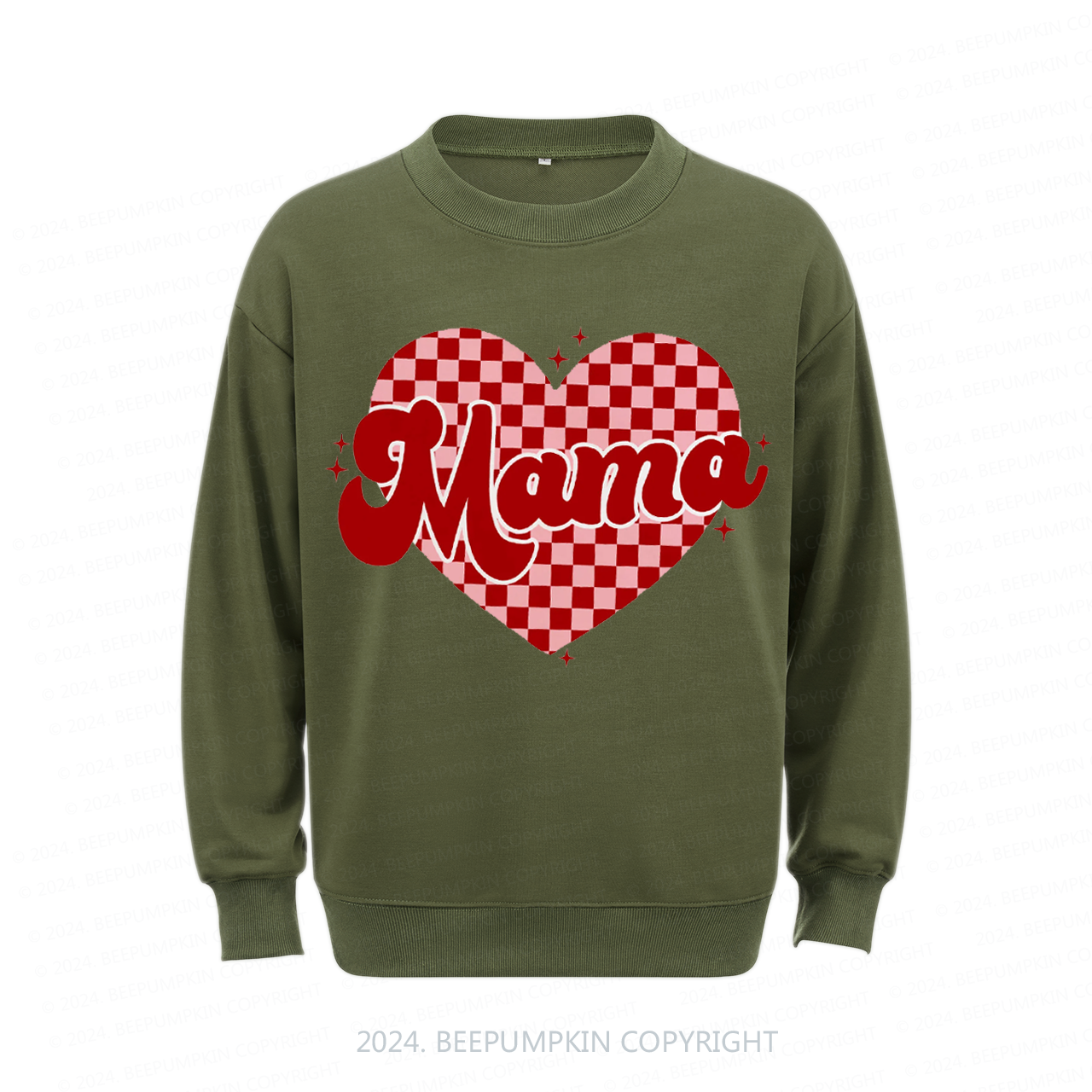 Mama Checkered Heart Sweatshirt For Mama