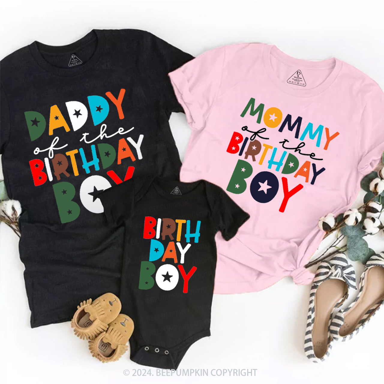 Colorful Family Matching Tees For Happy Birthday