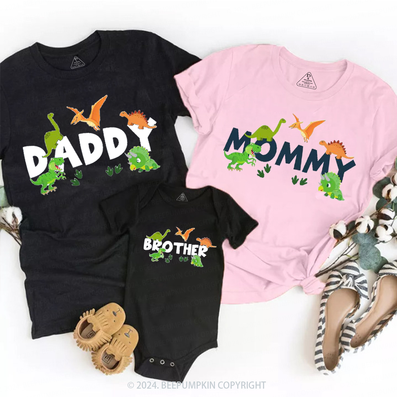 Custom Dinosaur Name Family Trex Matching T-Shirts