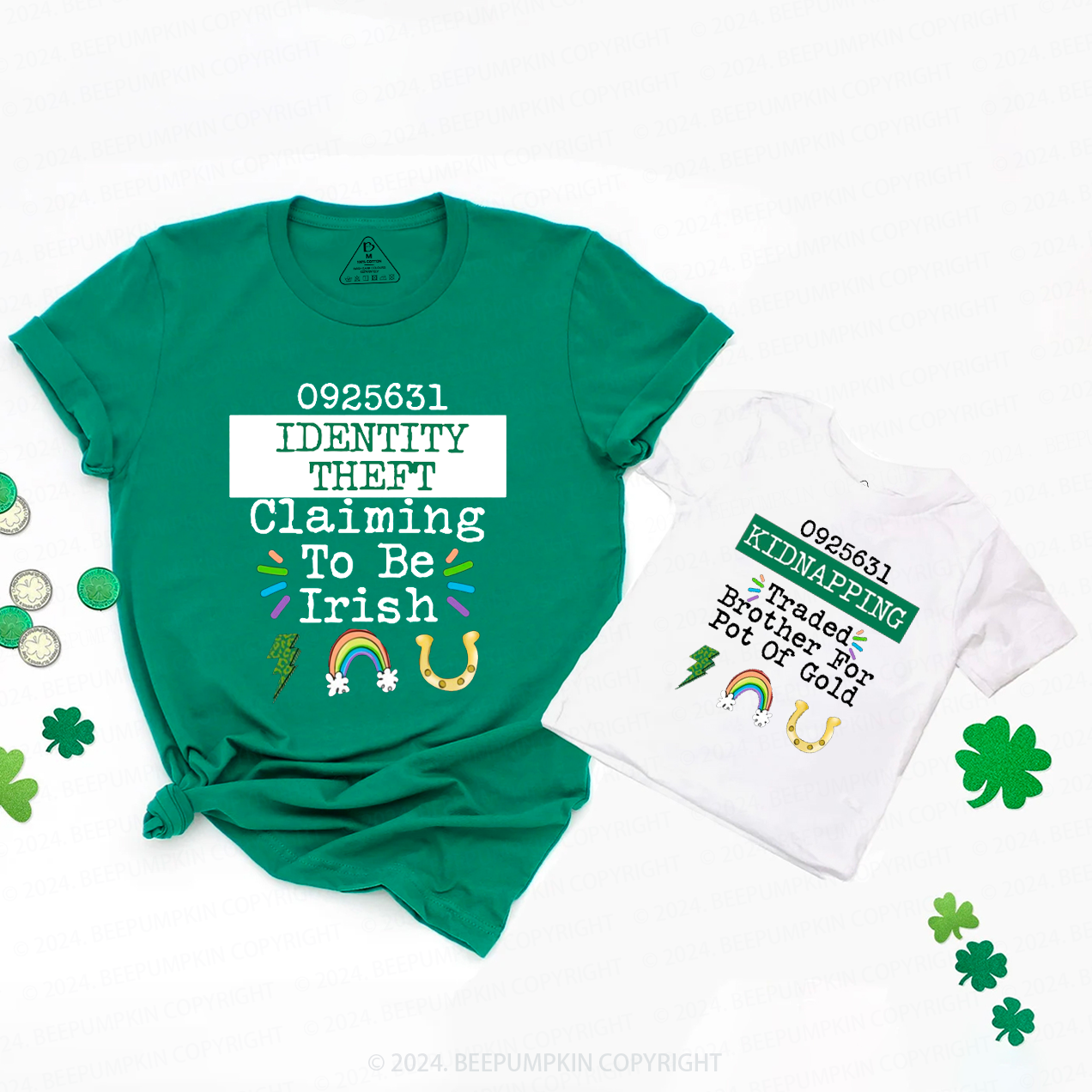 Lightning Rainbow St Patricks Day Family Matching T-Shirts Beepumpkin