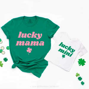 Image of Lucky Mama Mini Green St patricks Family Matching T-Shirts Beepumpkin