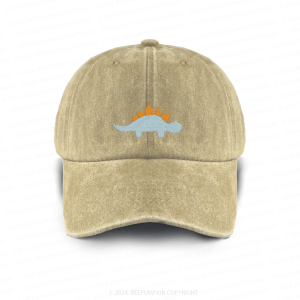 Image of Dinosaur Style Washed Embroidered Baseball Cap For Kids