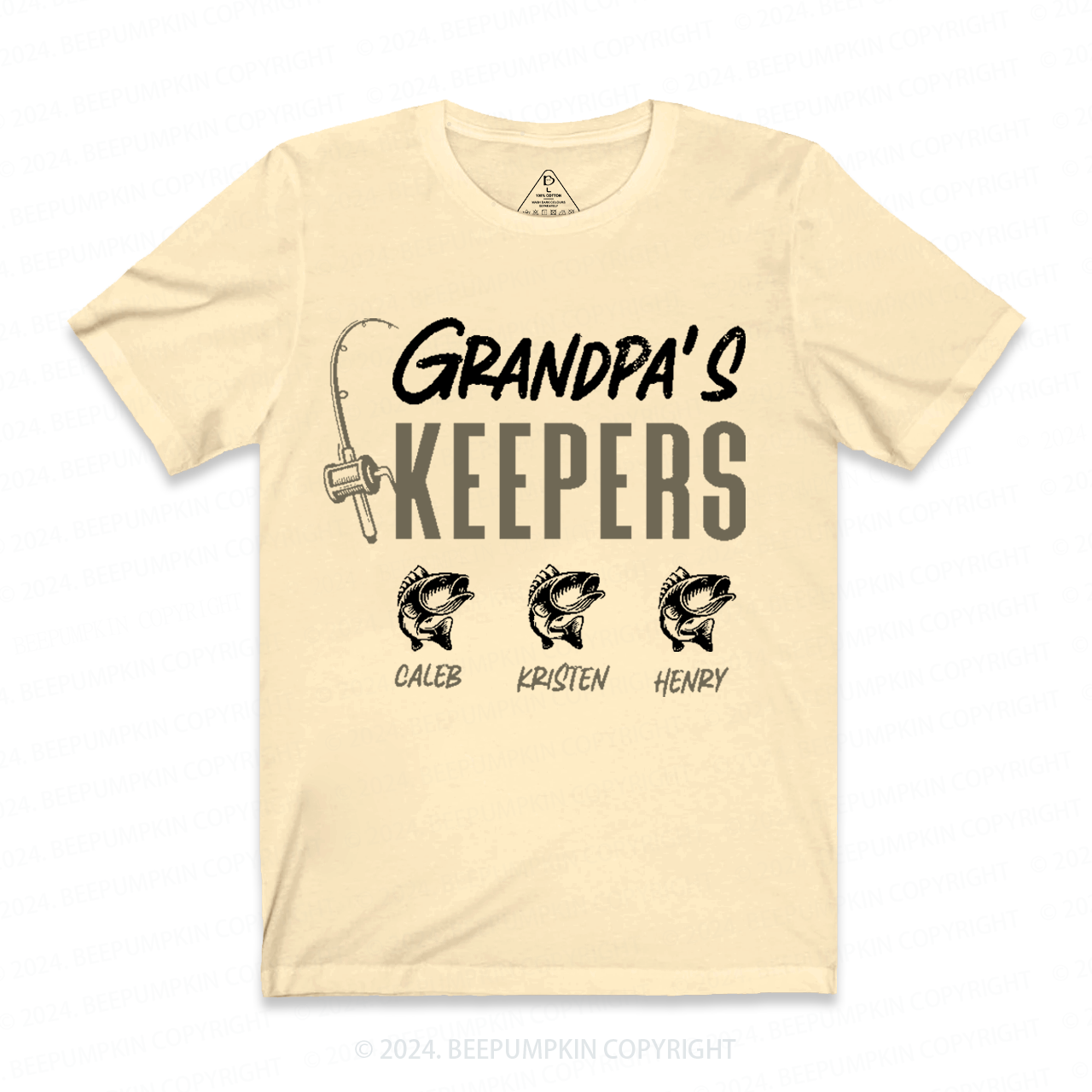 Personalized Grandpa Keepers Fishing With Kids Names T-shirt Sale