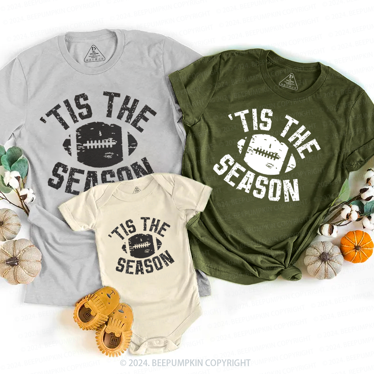 Tis The Season Football  Family Matching Tees Beepumpkin