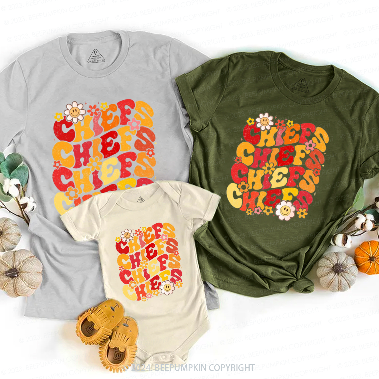 Floral Mascot KC Football Family Matching Tees Beepumpkin