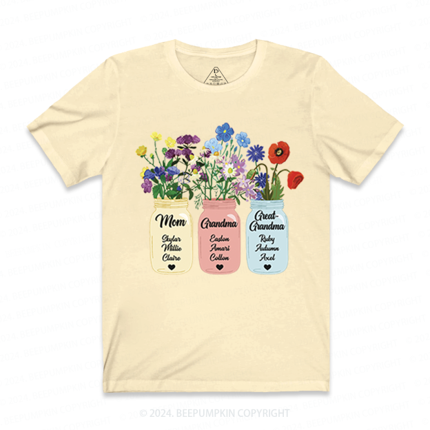 Personalized Grandma Flower T-Shirts