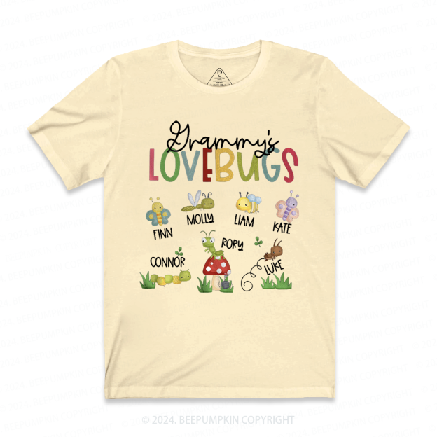 Personalized Grammy's Lovebugs Name T-Shirts
