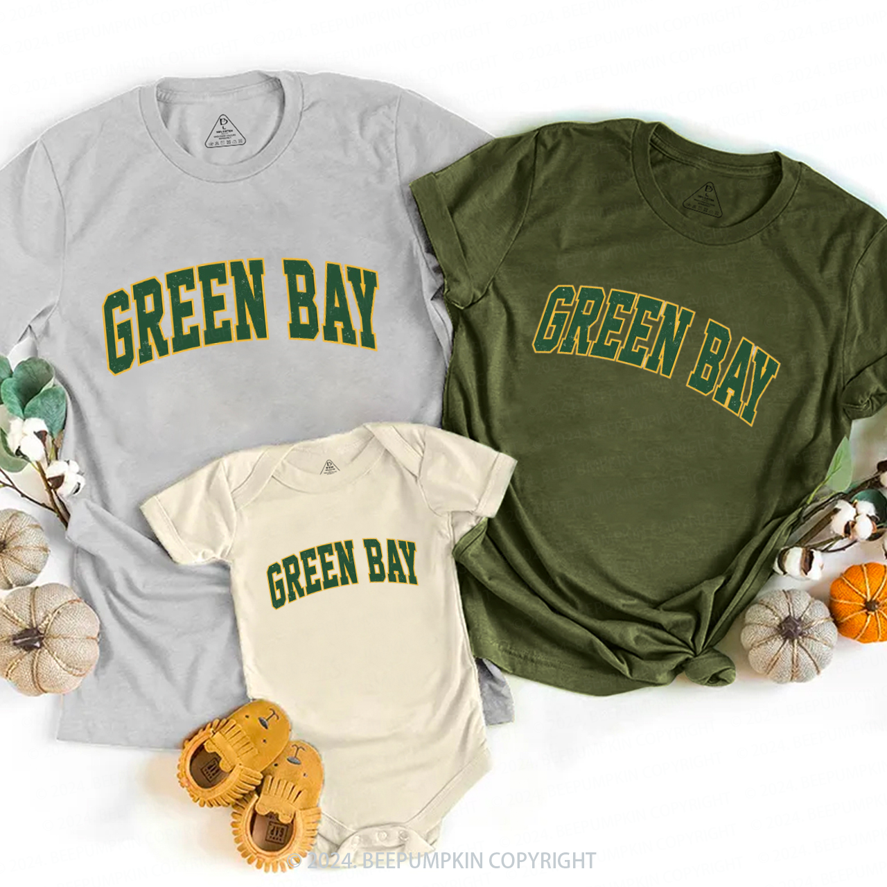 Vintage Green Football Family Matching Tees Beepumpkin
