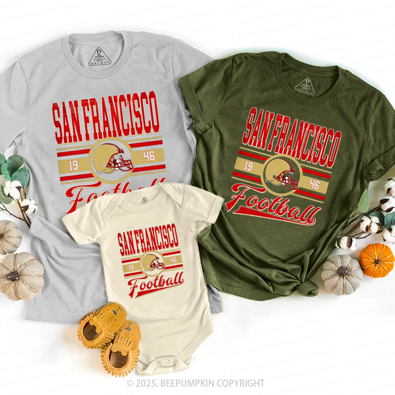 Football Vintage Style Family Matching Tees Beepumpkin