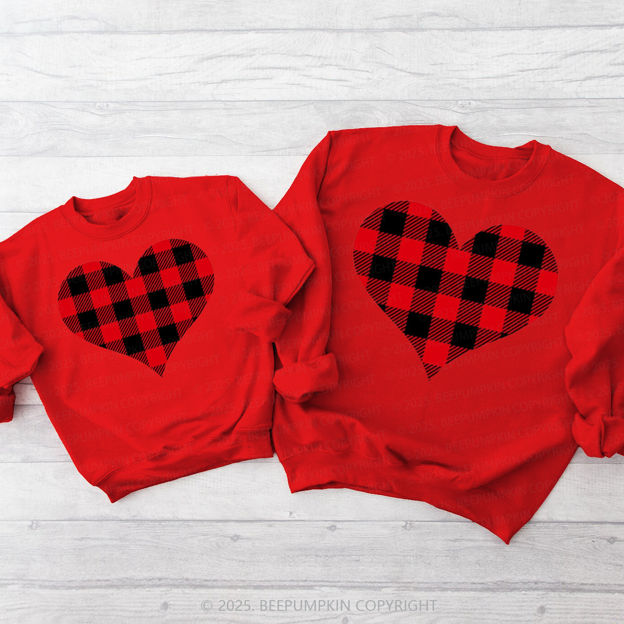 Buffalo Plaid Valentines Sweetheart Matching Sweatshirts