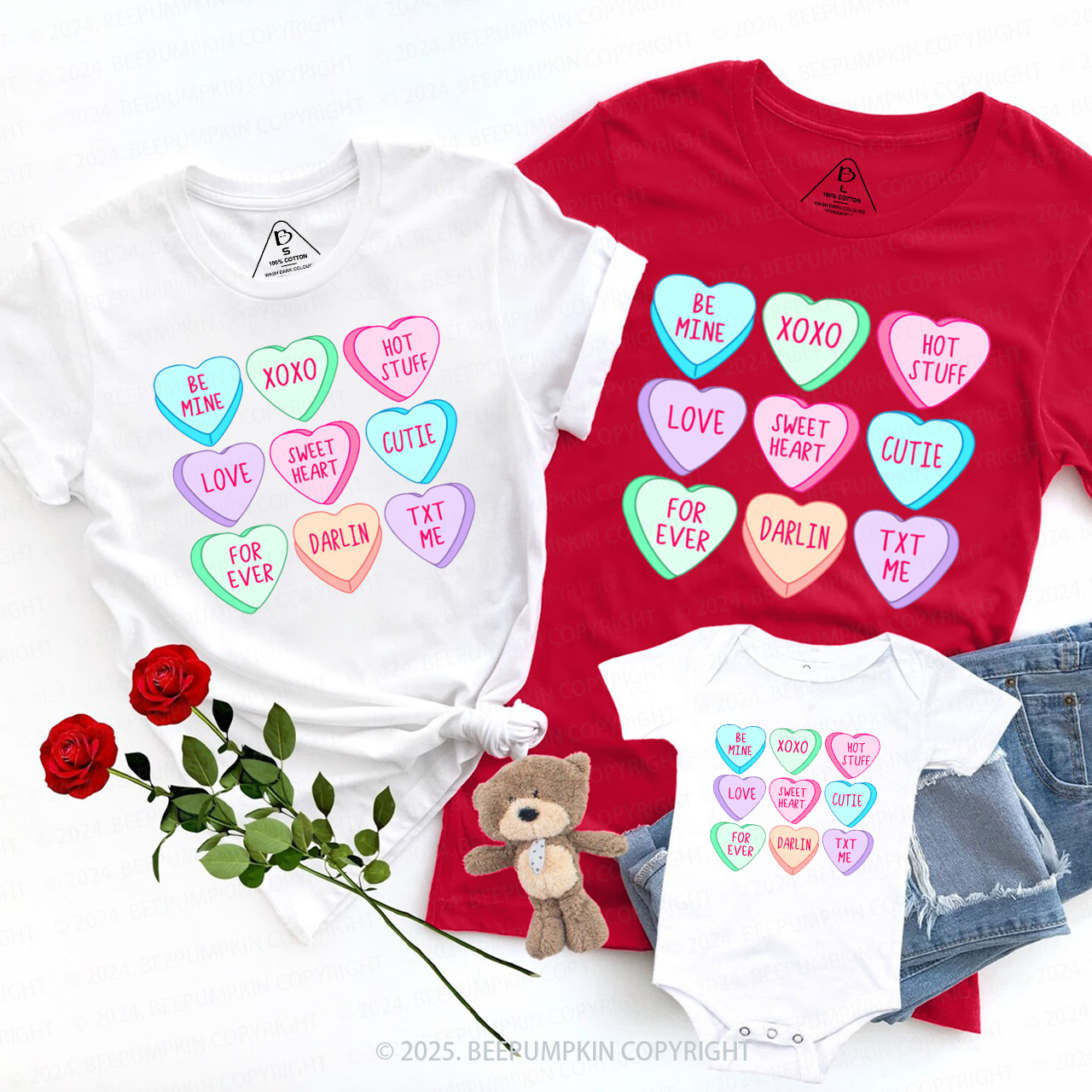 Candy Hearts Valentines Day Gift Family Matching Valentine's Shirts